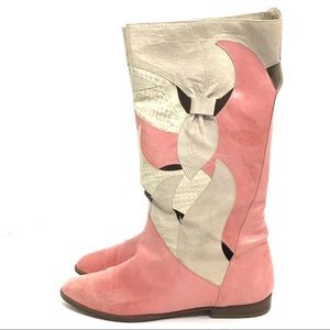 Unique Vintage 1960s Leather Boots Vero Cuoio Pink